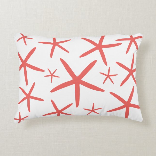Skinny Starfish | Coral Decorative Pillow (Front)
