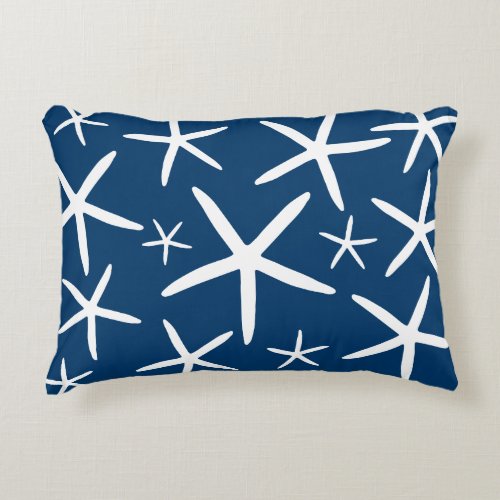 Skinny Starfish  Navy Blue Decorative Pillow
