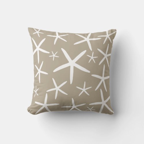 Skinny Starfish  Tan Sand Throw Pillow