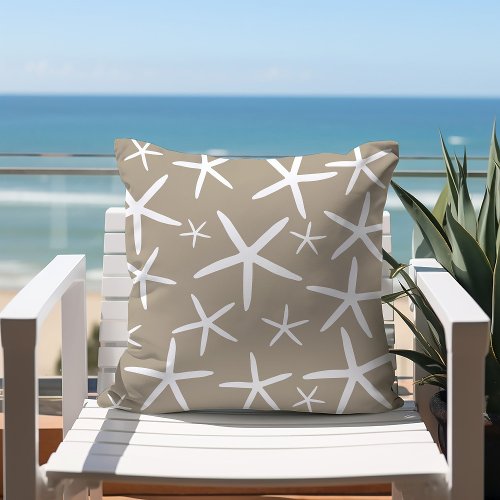 Skinny Starfish  Tan Sand Throw Pillow