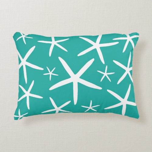 Skinny Starfish  Teal Decorative Pillow