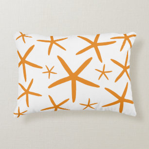 Skinny Starfish Tropical Orange Accent Pillow