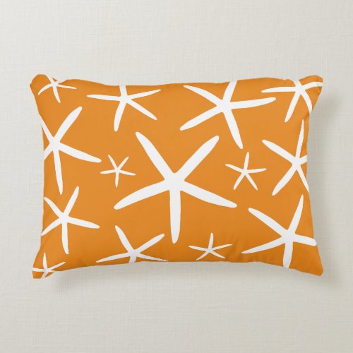 Skinny Starfish  Tropical Orange Decorative Pillow