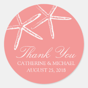 Skinny Starfish Wedding Classic Round Sticker