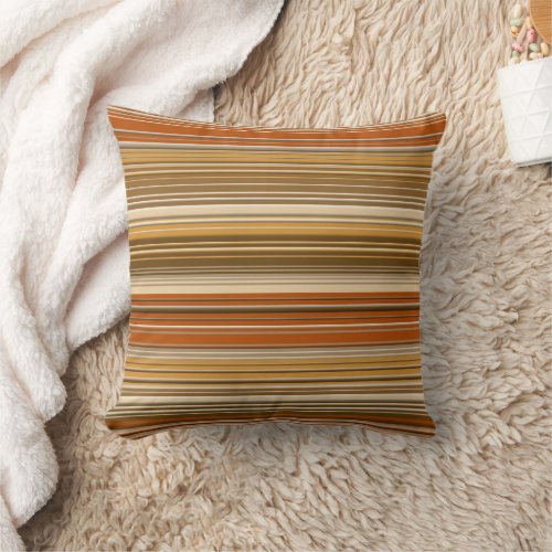 Skinny Stripes Rust Burnt Orange Brown Caramel Throw Pillow