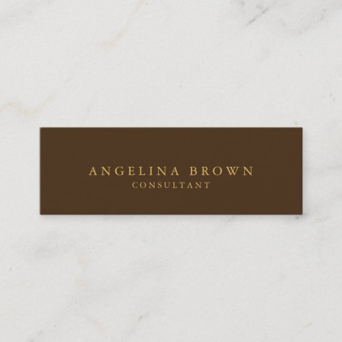 Skinny Stylish Brown Gold Professional Trendy Mini Business Card