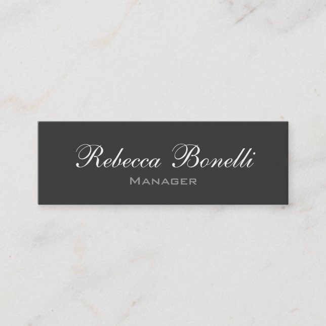 Skinny Stylish Gray Script Manager Business Card (Front)
