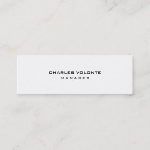 Skinny Stylish Minimalist White Professional Mini Business Card