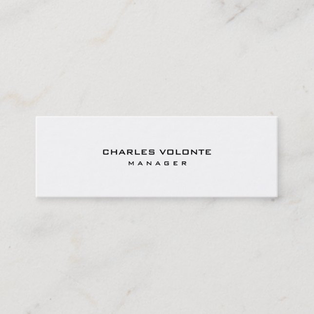 Skinny Stylish Minimalist White Professional Mini Business Card (Front)