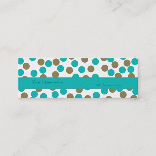 Skinny Teal Blue &amp;Tan Polka Dot Business Card
