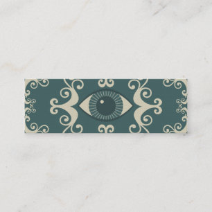 Skinny Teal Damask Eyeball Psychic Reader Cards