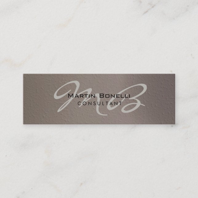 Skinny Trendy Chic Beige Monogram Business Card (Front)