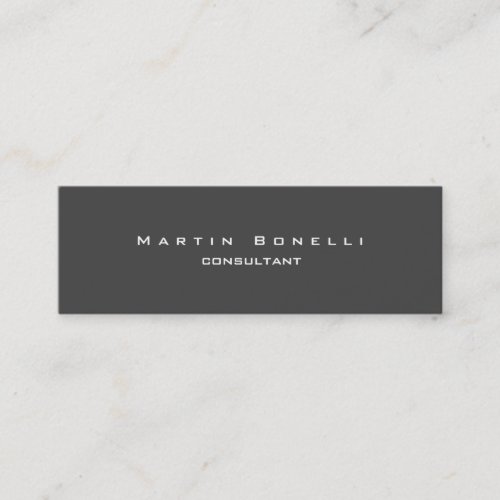 Skinny Unique Modern Grey Minimalist Plain Mini Business Card