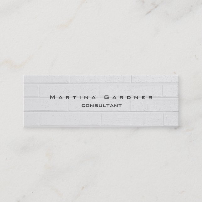 Skinny Unique Modern Grey Wall Minimalist Plain Mini Business Card (Front)
