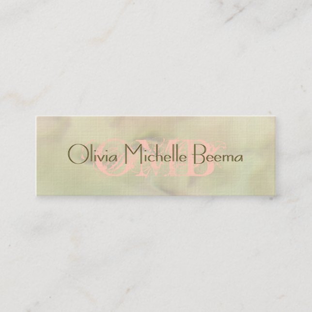 Skinny Warm Pastel Olive Peach Cloud Business Card (Front)