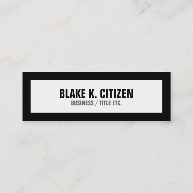 Skinny White Business Card w/ Black border (Front)
