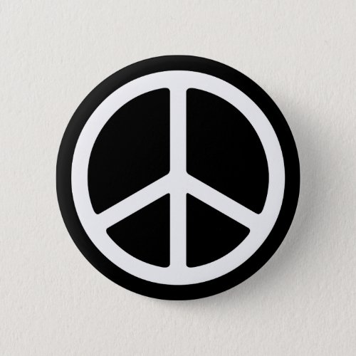 Skinny White Peace Symbol Button
