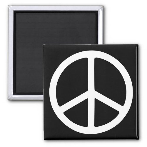 Skinny White Peace Symbol Magnet