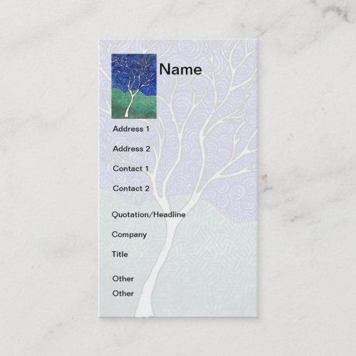 Skinny White Tree with Swirly Sky Business Card