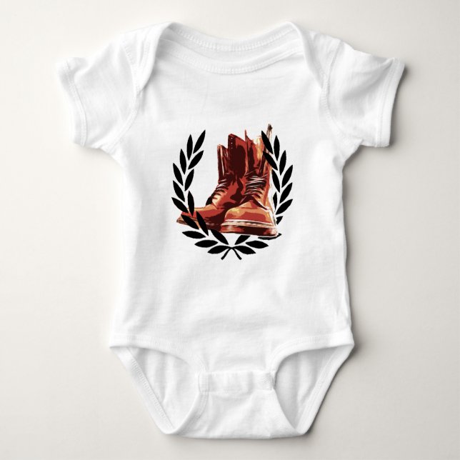 skins boots baby bodysuit (Front)
