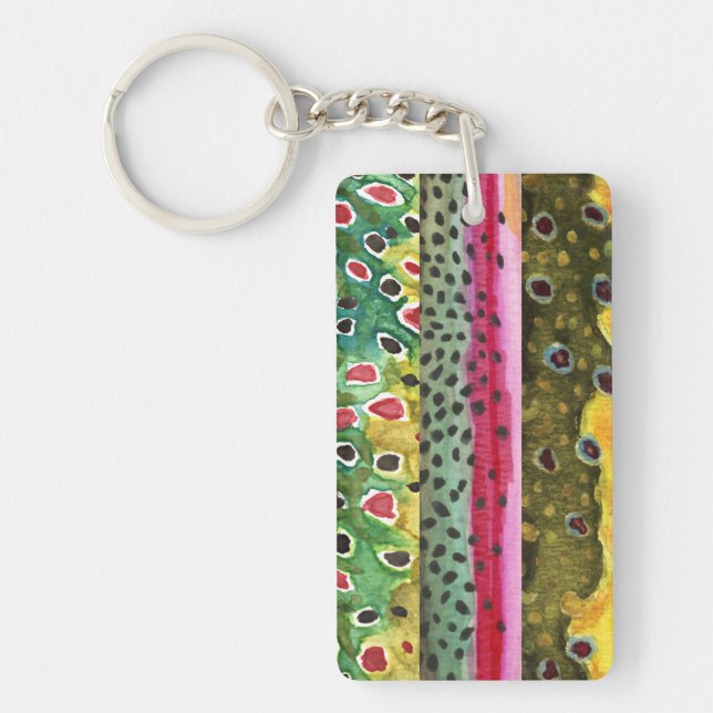 Skins of Three Beautiful Trout Keychain (Front)