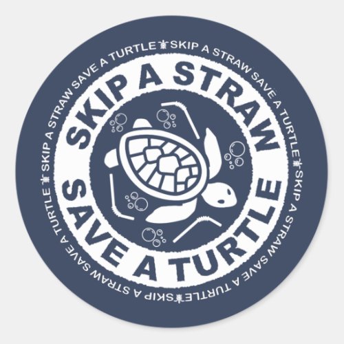 Skip A Straw Earth Day Classic Round Sticker