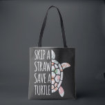 Skip a Straw Save a Turtle Eco Tote Bag<br><div class="desc">Make an eco-conscious statement with this "Skip a Straw, Save a Turtle" tote bag – the perfect blend of purpose and style. Featuring a bold message and charming sea turtle design, this reusable bag promotes sustainability and ocean conservation with every use. Whether you’re heading to the grocery store, beach, or...</div>