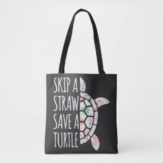 Skip a Straw Save a Turtle Eco Tote Bag