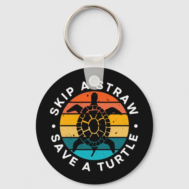 Skip A Straw Save A Turtle Keychain (Front)