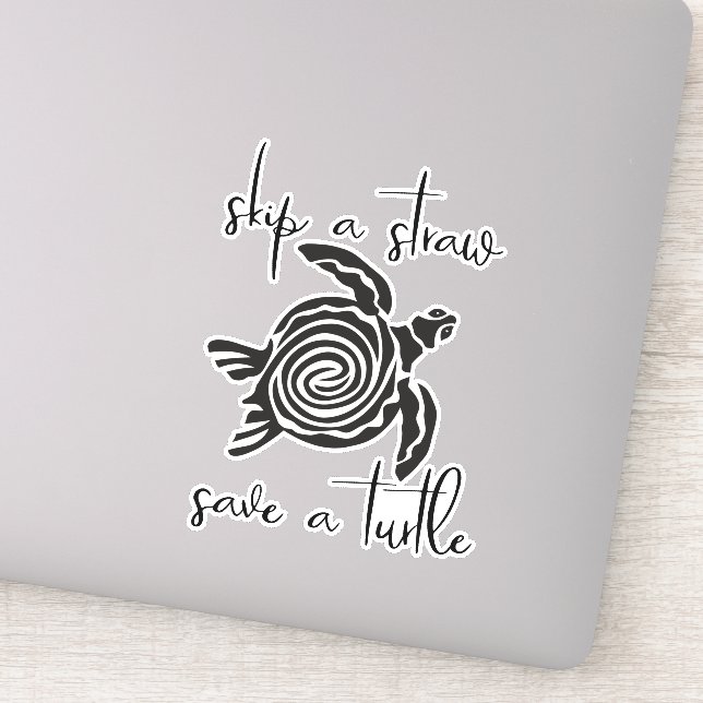 Skip a Straw Save a Turtle Plastic Free Sea Sticker (Detail)