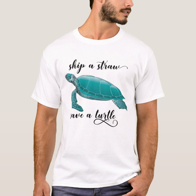 Skip a Straw Save a Turtle Plastic Free Sea T-Shirt (Front)