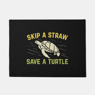 Skip A Straw Save A Turtle Scuba Diver Diving Gift Doormat