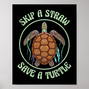 Skip A Straw Save A Turtle Shirt, Teen Tween Girl, Sea Turtle