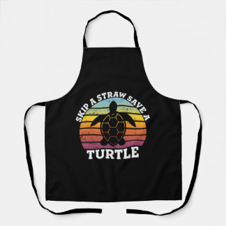 Skip A Straw Save a Turtle Shirt Apron