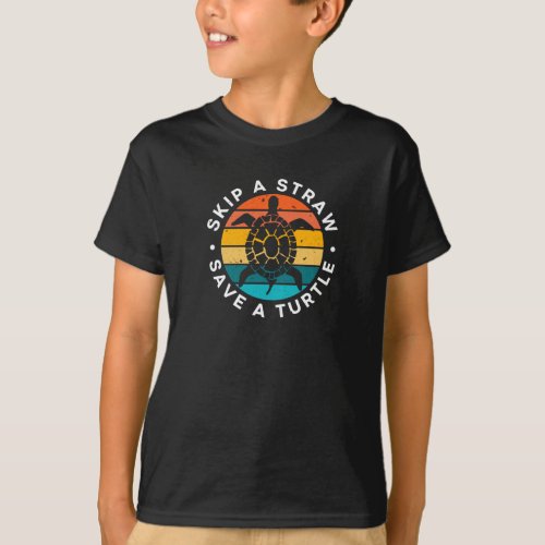 Skip A Straw Save A Turtle T_Shirt