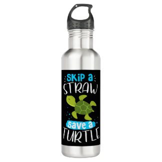 Skip A Straw Save A Turtle Turtle Rescue Sea Turtl Stainless Steel Water Bottle
