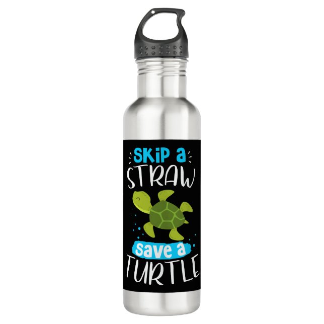 Skip A Straw Save A Turtle Turtle Rescue Sea Turtl Stainless Steel Water Bottle (Front)