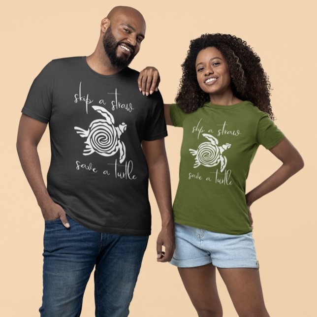 Skip a Straw Save a Turtle White T-Shirt (Creator Uploaded)