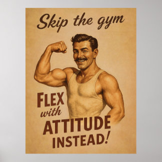 Skip the Gym Vintage Poster | Retro Fitness Humor 