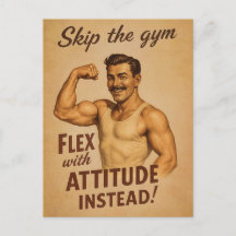 Skip the Gym Vintage Poster | Retro Fitness Humor