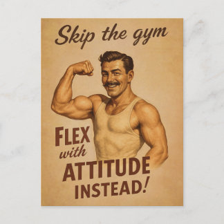Skip the Gym Vintage Poster | Retro Fitness Humor  Postcard