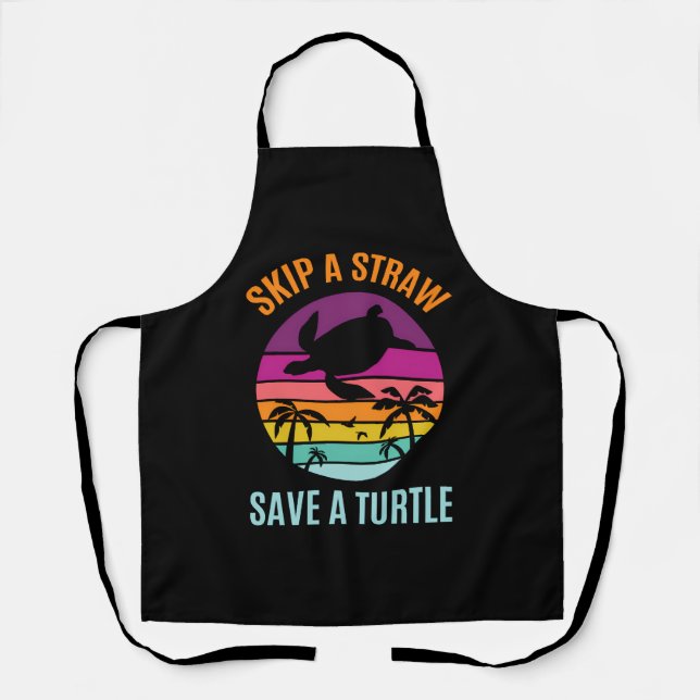 Skip The Plastic Straw To Save A Turtle Turtles Oc Apron (Front)