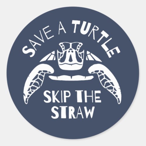 Skip The Straw Earth Day Classic Round Sticker