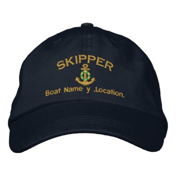 Skipper Anchor Personalized Your Name Embroidered Baseball Hat by CaptainShoppe at Zazzle