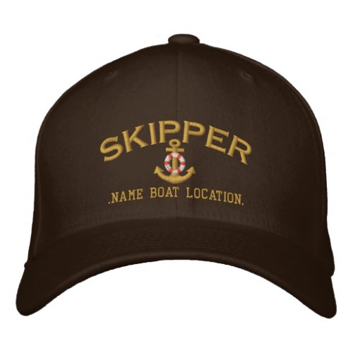 Skipper Anchor Your Boat Name Your Name or Both Embroidered Baseball Cap