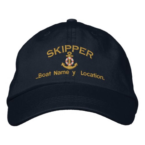 Skipper Anchor Your Boat Name Your Name or Both Embroidered Baseball Cap