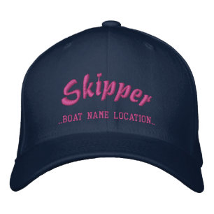 SKIPPER Customizable Boat Name Your Name Embroidered Baseball Cap