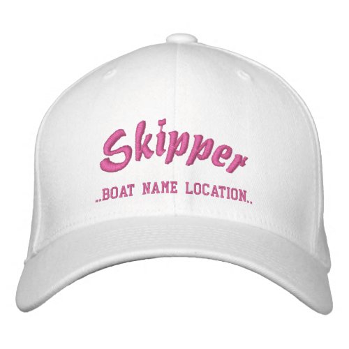 SKIPPER Customizable Boat Name Your Name Embroidered Baseball Cap