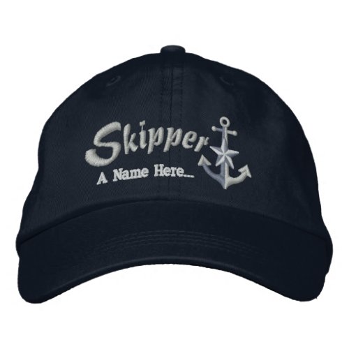 Skipper Customizable with Your Text Star Anchor Embroidered Baseball Hat