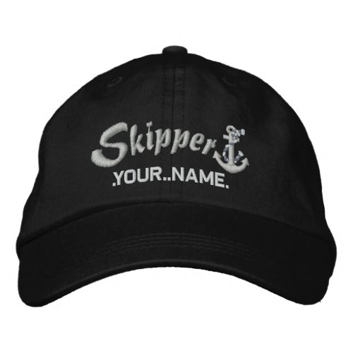 Skipper Customizable Your Name Silver Rope Anchor Embroidered Baseball Hat